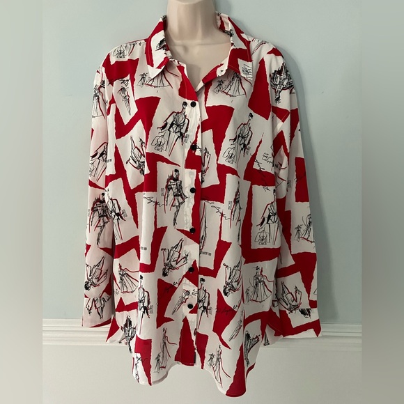 karl Lagerfield Paris Tops - Karl Lagerfield Paris graphic print top baggy art to wear eclectic minimalist 2X
